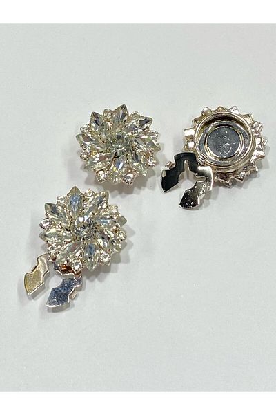 karantuhafiye Jewelled Button / Jewelled Clip Button / Set of 3 / 2.5 cm Silver