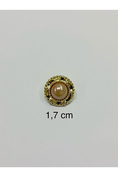 karantuhafiye Vintage Series - 1.7 cm 6-Piece Pearl Button Set (Gold - Dark Beige)