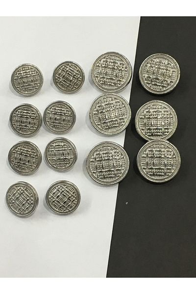karantuhafiye Blazer Jacket Button Set Wicker Model Silver