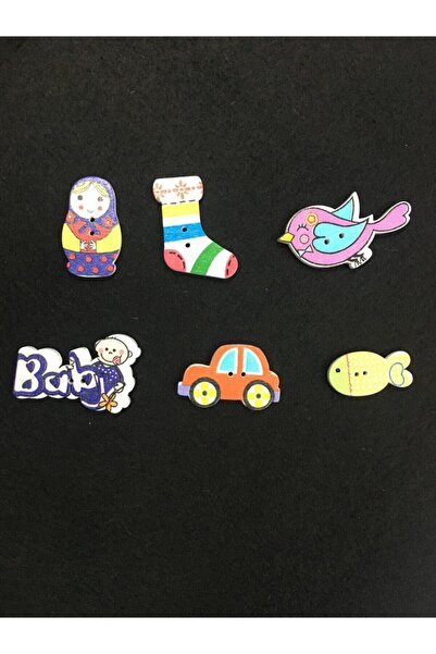 karantuhafiye Bebek Düğmesi Karografi Süsleme Düğmesi 6 Lı Set