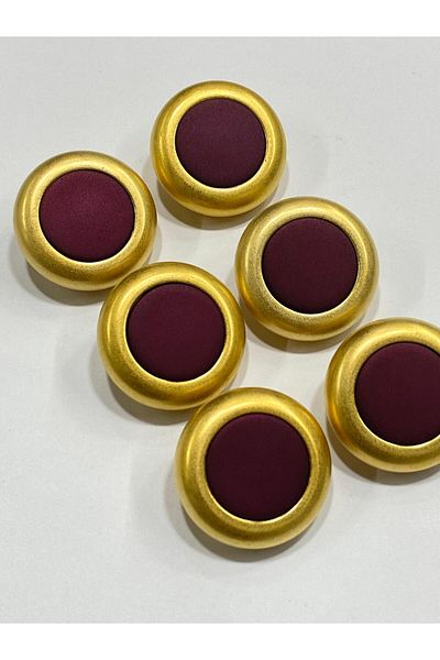 karantuhafiye Coat Fur Coat Button / Italian Button Set of 6 / Matte Gold Eggplant Purple 3 cm /M010