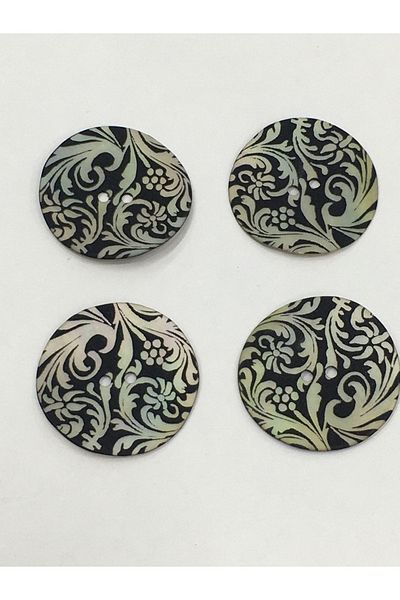 karantuhafiye Italian Embellished Mother of Pearl Button Set of 4 3.5 Cm