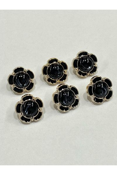 karantuhafiye Daisy Button / Daisy Pearlescent Model / Black / Set of 6 / 1.8 cm