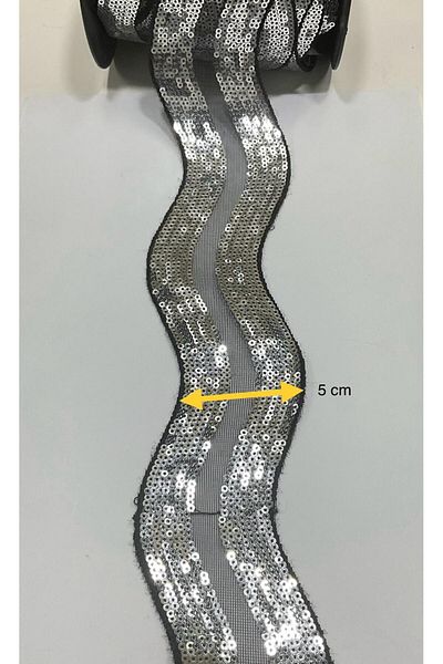 karantuhafiye Silver Sequin Strip / 1 Meter