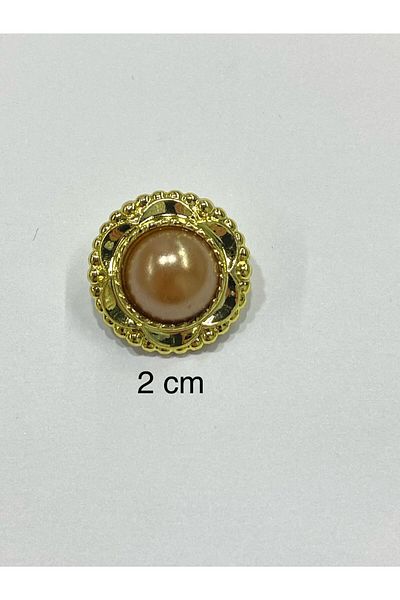 karantuhafiye Vintage Series Pearl Button Set / 2 cm Set of 6 (Gold - Light Beige)