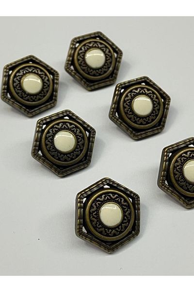 karantuhafiye Italian Trench Coat Button Set / Corner Model / Antique Yellow Set of 6 2.5 Cm