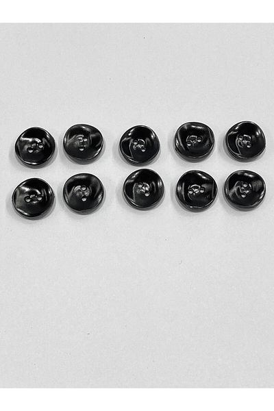 karantuhafiye Black Curved Wavy Blouse Button Set - Set of 10, 1.3 cm M006