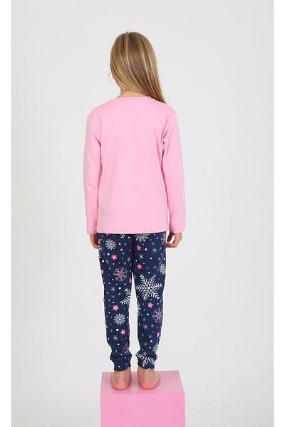 vitmo Sweet Winter Dark Pink Long Sleeve 100% Cotton Pajamas Set for Girl