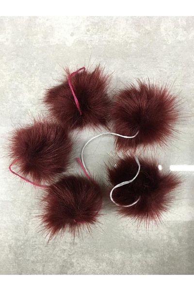karantuhafiye Pompon 4 Cm Set of 5 Claret Red