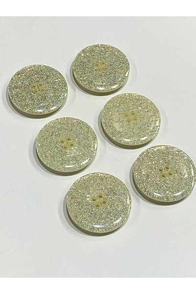 karantuhafiye Coat Button / Italian Button / Cream Glitter / Set of 6 / 2.5 cm