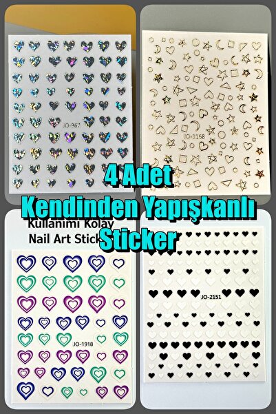 Easy Beauty 4 Adet Kendinden Yapışkanlı Tırnak Sticker, Nail Art, Tırnak Süsl...