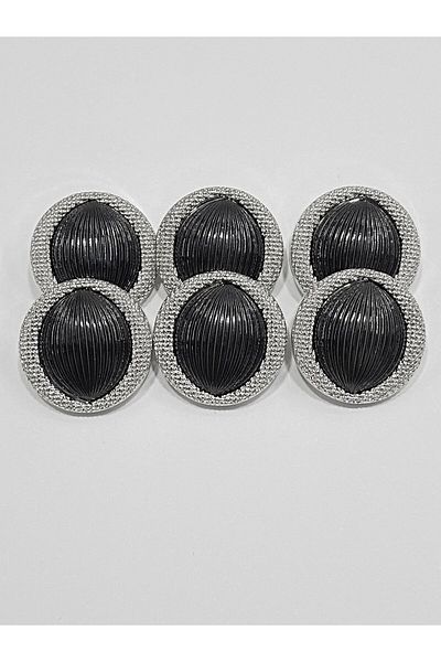 karantuhafiye Black Silver Framed Coat Coat Top Coat - Set of 6 (M005)