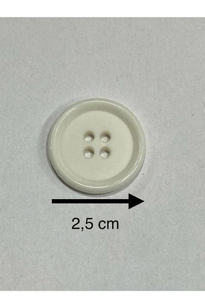 BİGÜMEX Set of 20 White Italian Button Trench Coat - 2.5 cm (M8926)