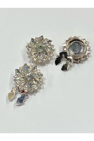 karantuhafiye Jewelled Button / Jewelled Clip Button / Set of 3 / 2.5 cm Silver