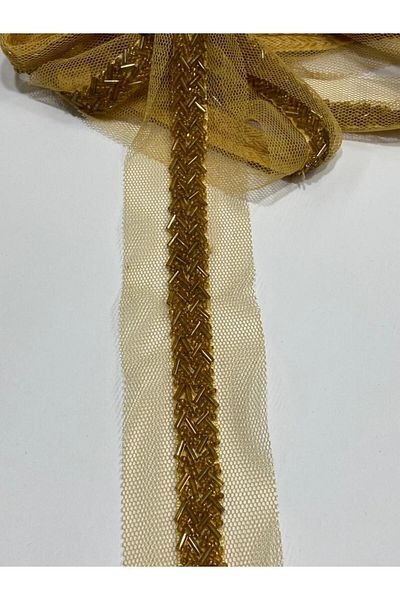 karantuhafiye Beaded ribbon / beaded ribbon / 1 meter / dark gold