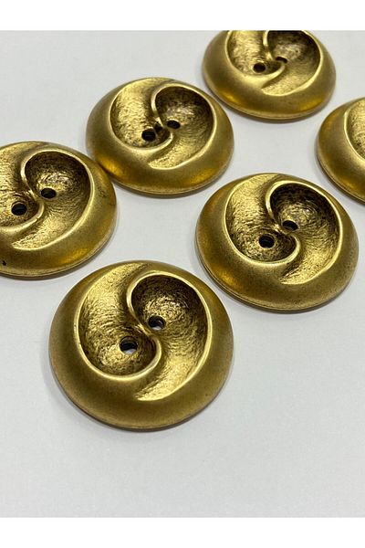 karantuhafiye Vintage Italian Button - Metallized Distressed, 3D Wave Pattern Coat, Coat and Cardigan Button / Matte