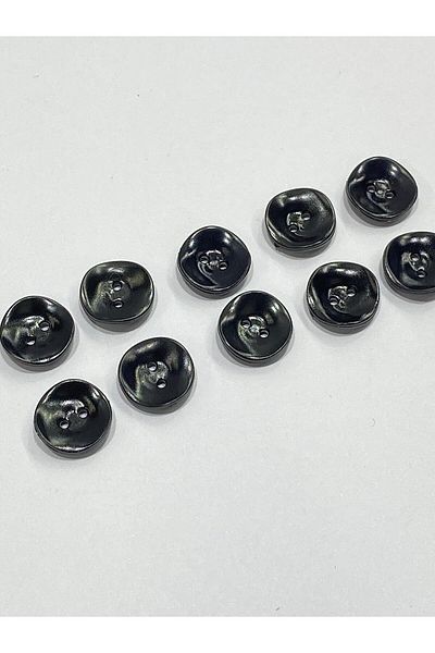 karantuhafiye Black Curved Wavy Blouse Button Set - Set of 10, 1.3 cm M006