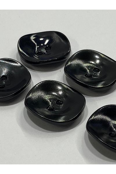 karantuhafiye 6-Piece Black Curved Wavy Trench Coat and Jacket Button Set - 2.5 cm M006