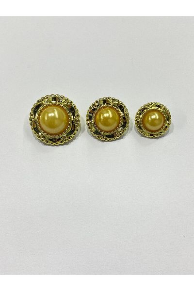 karantuhafiye Vintage Series Pearl Button Set / 1.7 cm Set of 6 (Gold - Yellow)