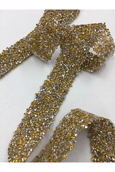 karantuhafiye Ütü Ile Yapışan Taşlı Şerit 1 Metre Gold