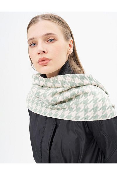 Kayra Eșarfă cu model Mint-Ecru Houndstooth