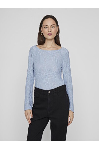 VILA Oberteil mit langen Ärmeln U-Boot-Ausschnitt