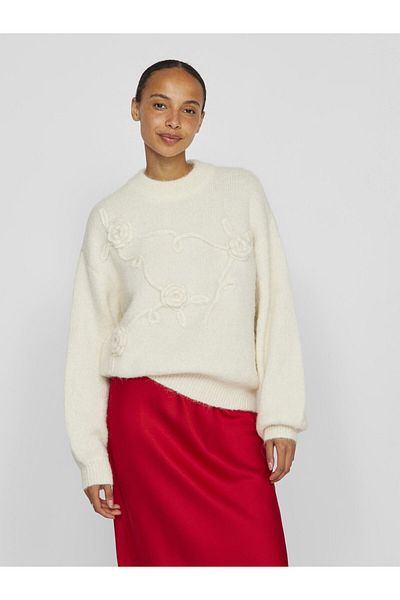 VILA Strickpullover mit Raffinierung