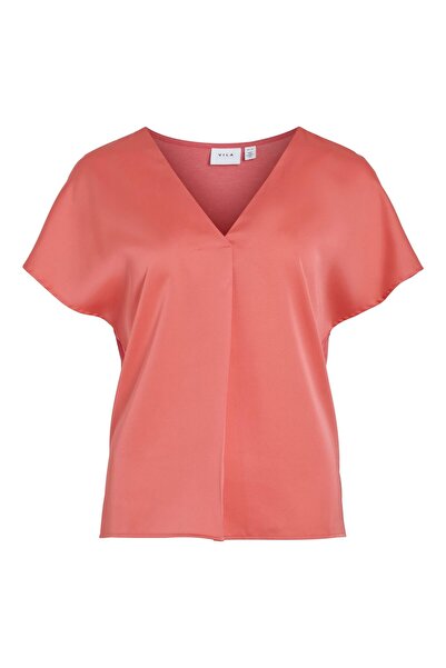 VILA Oberteil mit kurzen Ärmeln V-Ausschnitt