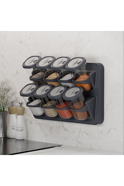 ASlife Home 8-Piece Hanging - Adhesive Countertop Spice Rack Set