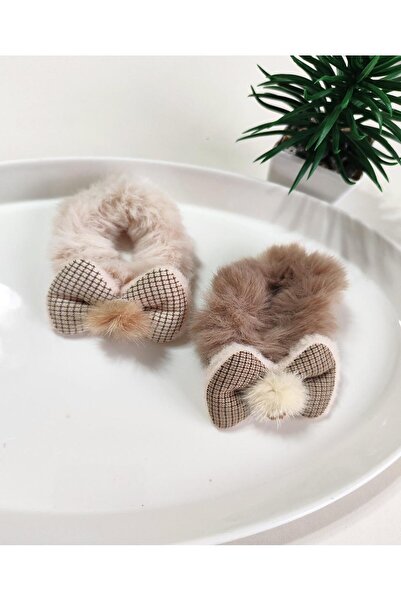REBORN DESIGN Plush Rubber Buckle - Coffee Foam with Gingham Pattern, Feather...
