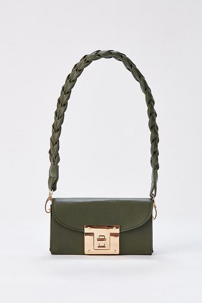 SHUBBAGS Khaki Women's Shoulder Bag - Single Compartment, Fixed Strap and Lined Square Bag
