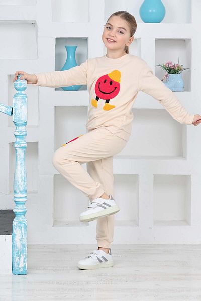 relax kids Smiley Embroidered Girl's Set