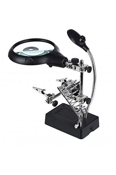 Nikula 2.5X90 Mm 7.5X34 Mm Illuminated Magnifier with Lens Adapter - Table Top Latch