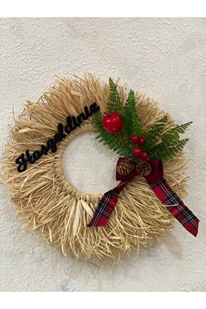 Maison Avf Στολίδι πόρτας καλωσορίσματος για το νέο έτος Κοκίνα, Κώνος, Καρό Λεπτομερές Στολίδι τοίχου 30 cm