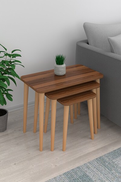 Pratico Napoli 3'lü Zigon Sehpa Ceviz