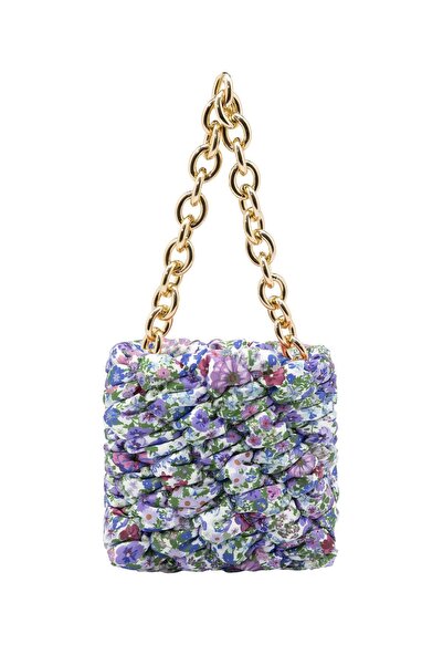 SHUBBAGS Kadın Mor Zincir Askılı Saten Kapitone El Çantası Clutch Portföy
