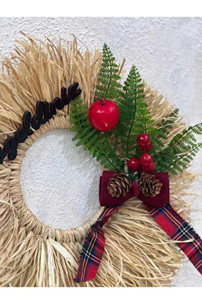 Maison Avf Στολίδι πόρτας καλωσορίσματος για το νέο έτος Κοκίνα, Κώνος, Καρό Λεπτομερές Στολίδι τοίχου 30 cm