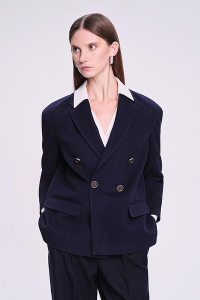 Hatemoğlu Saykı Woman Navy Blue Dynamic Fit Double Breasted Jacket