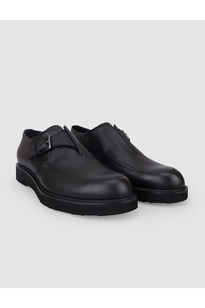Cabani 100% Genuine Leather Black Single Buckle Men's Casual Shoes