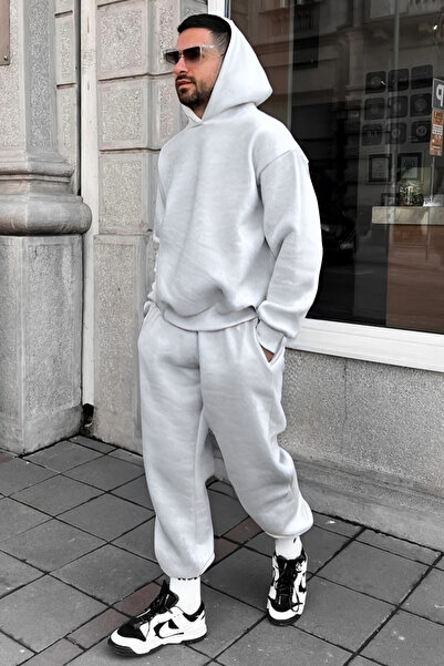 BayBayan Ανδρικό σετ χειμερινής φόρμας με κουκούλα με 3 κλωστές με τσέπες καγ...