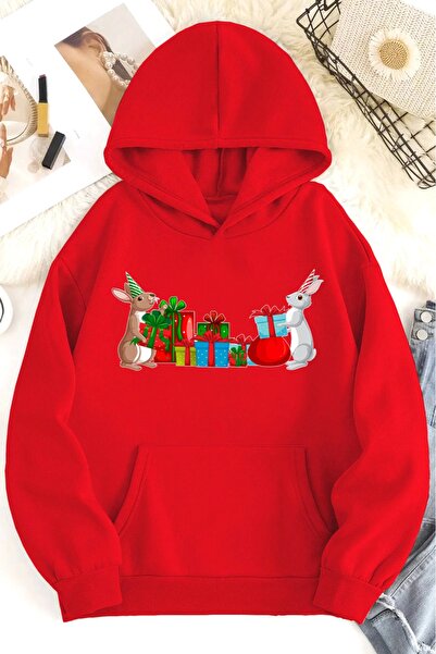 MODAVİBE Φούτερ με κουκούλα με στάμπα με θέμα τα Χριστούγεννα – Χειμερινό δώρ...