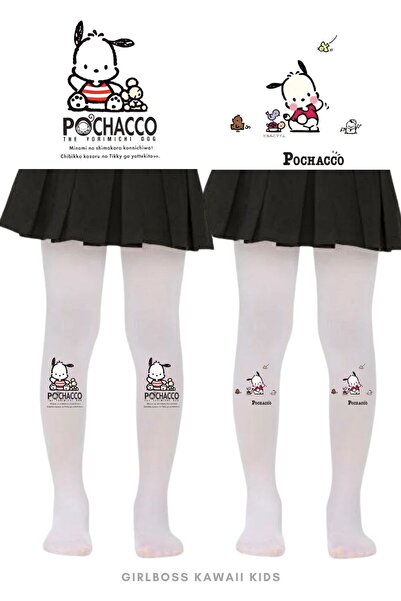 Girlboss Kawaii Girlboss Sanrio Pochacco Set of 2 Pantyhose Black and White 6...