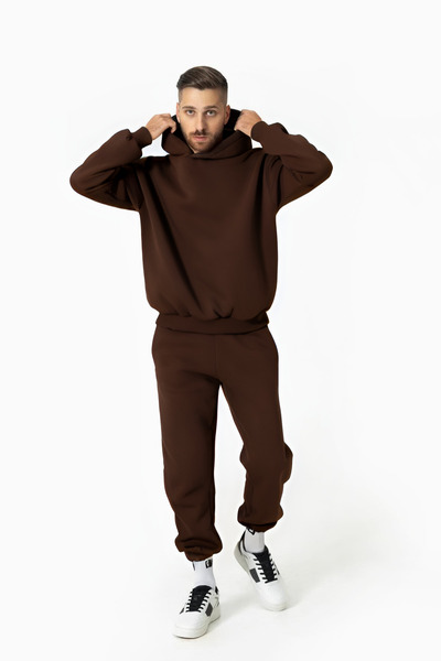 BayBayan Ανδρικό σετ χειμερινής φόρμας με κουκούλα με 3 κλωστές με τσέπες καγ...