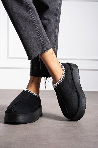 YUNUSTERLİK63 Γυναικεία παπούτσια Taba Tazz Suede Seasonal Slippers Mini Slippers με χνούδι μέσα