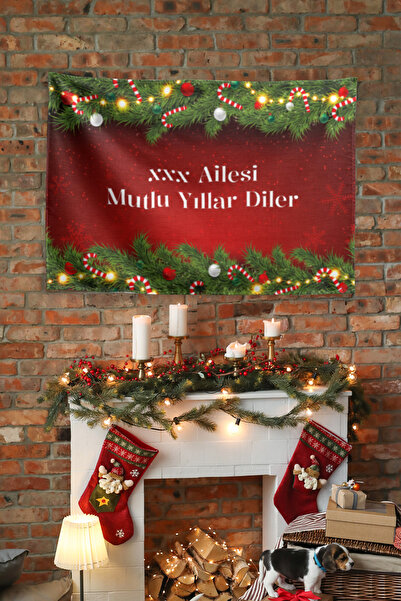 Vagonik Kişiye Özel Yılbaşı Happy New Years Duvar Örtüsü Duvar Halısı Birinci...