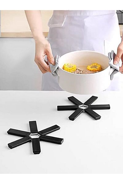 MAİN SHOP 4 Pieces of Heat Resistant Practical Foldable Trivet |   Modern Trivet Non-Slip Pot Mat M-021