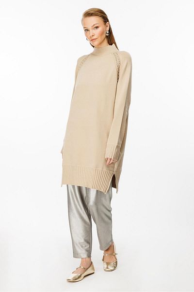 Ghisa Camel Turtleneck Knitwear Tunic