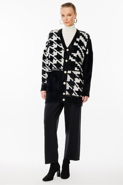 Ghisa Black Knitwear Cardigan - Pocket Design