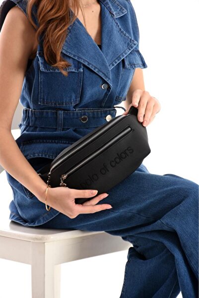 ImPolo Geantă sport pentru femei Miya LkBlack Texture Print cu dimensiunea 17x40