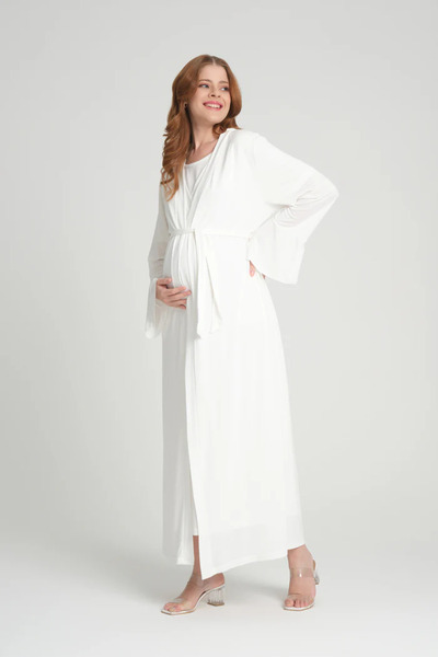 lohusacenneti Pamuklu Kruvaze Emzirme Bölmeli Gecelik Sabahlık